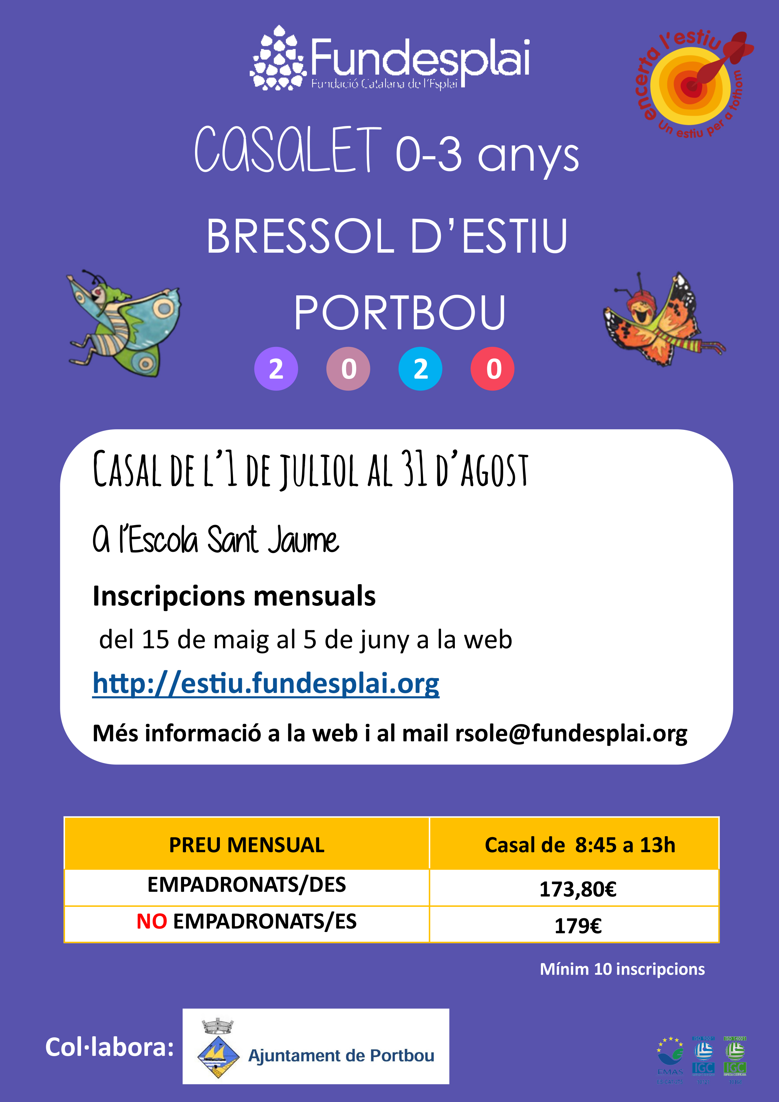 Cartell Casalet Portbou estiu 2020